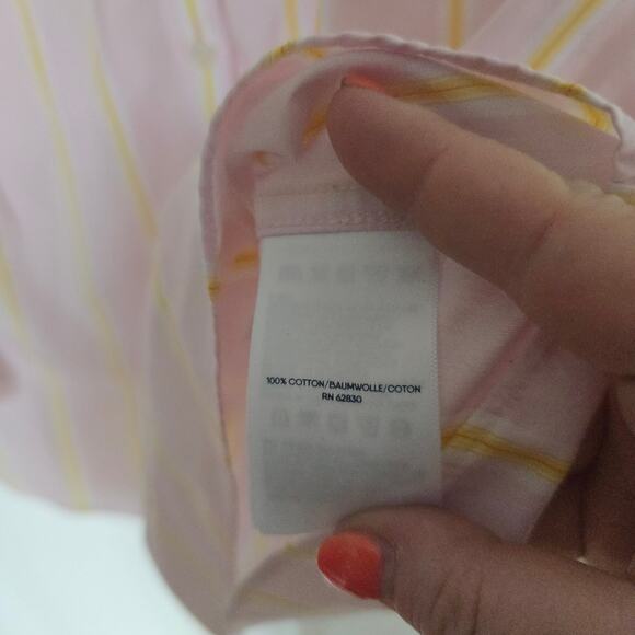 Lands' End Pink Pinestripe Button Down Blouse Plus Size No Iron Cotton 18W - Picture 6 of 11